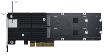 Synology E10M20-T1 Carte PCIe Ethernet 10Gb et 2 emplacements M.2 NVMe
