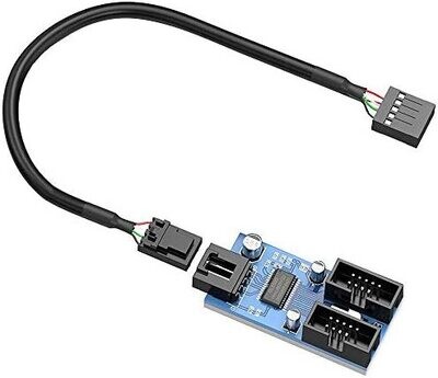 Adaptateur répartiteur USB 2.0 à 9 broches 2-en-1,