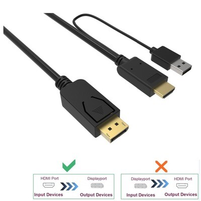 Câble Adaptateur HDMI vers DisplayPort avec Alimentation USB - 1.5M