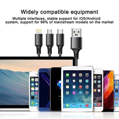Câble de Charge USB 3-en-1 Universel pour Téléphone