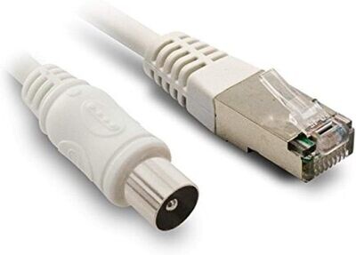 Câble TV Coaxial et RJ45 mâle à mâle 2 M - Blanc