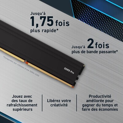 Crucial Pro DDR5 - 5600MHz - 24Go - Noir
