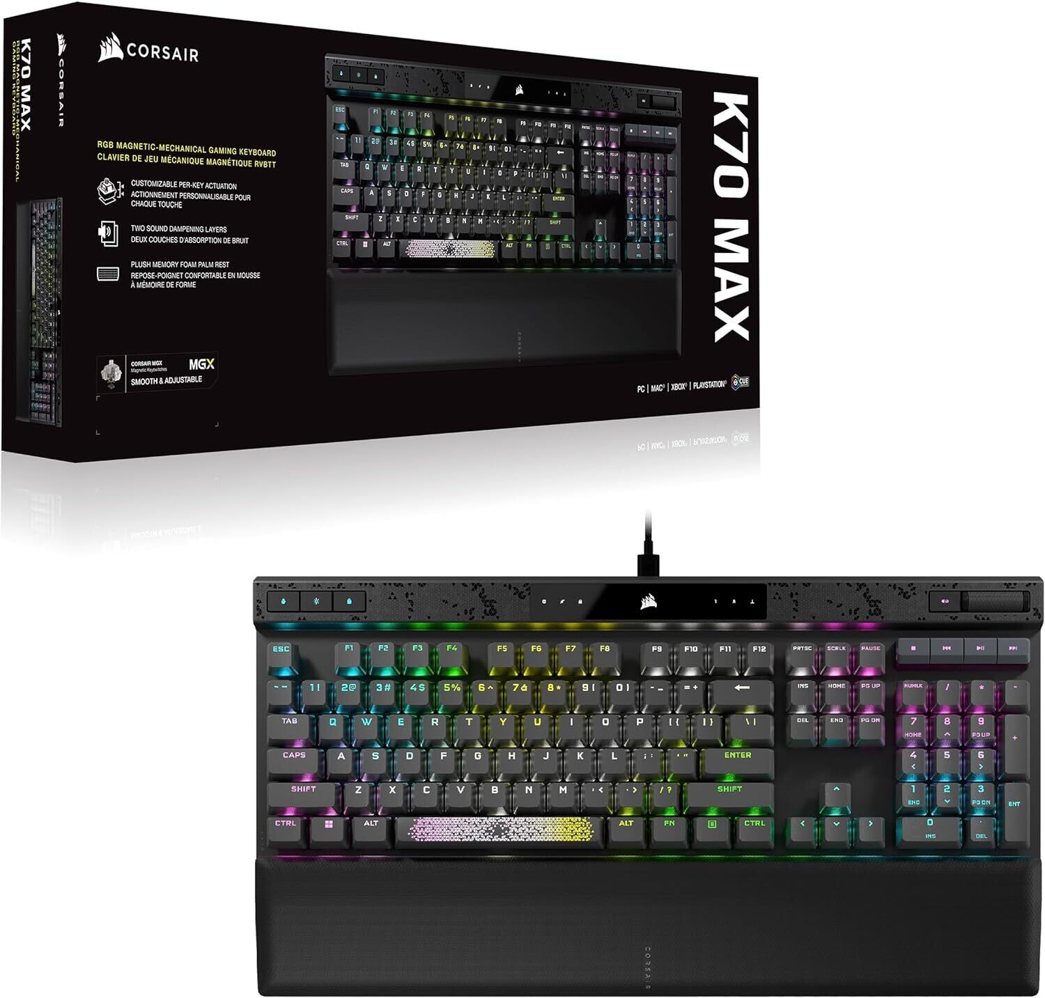 CLAVIER CORSAIR K70 MAX RGB STEEL GRAY