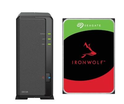 Serveur NAS Synology DS124  avec 1x disque dur 8To IRONWOLF