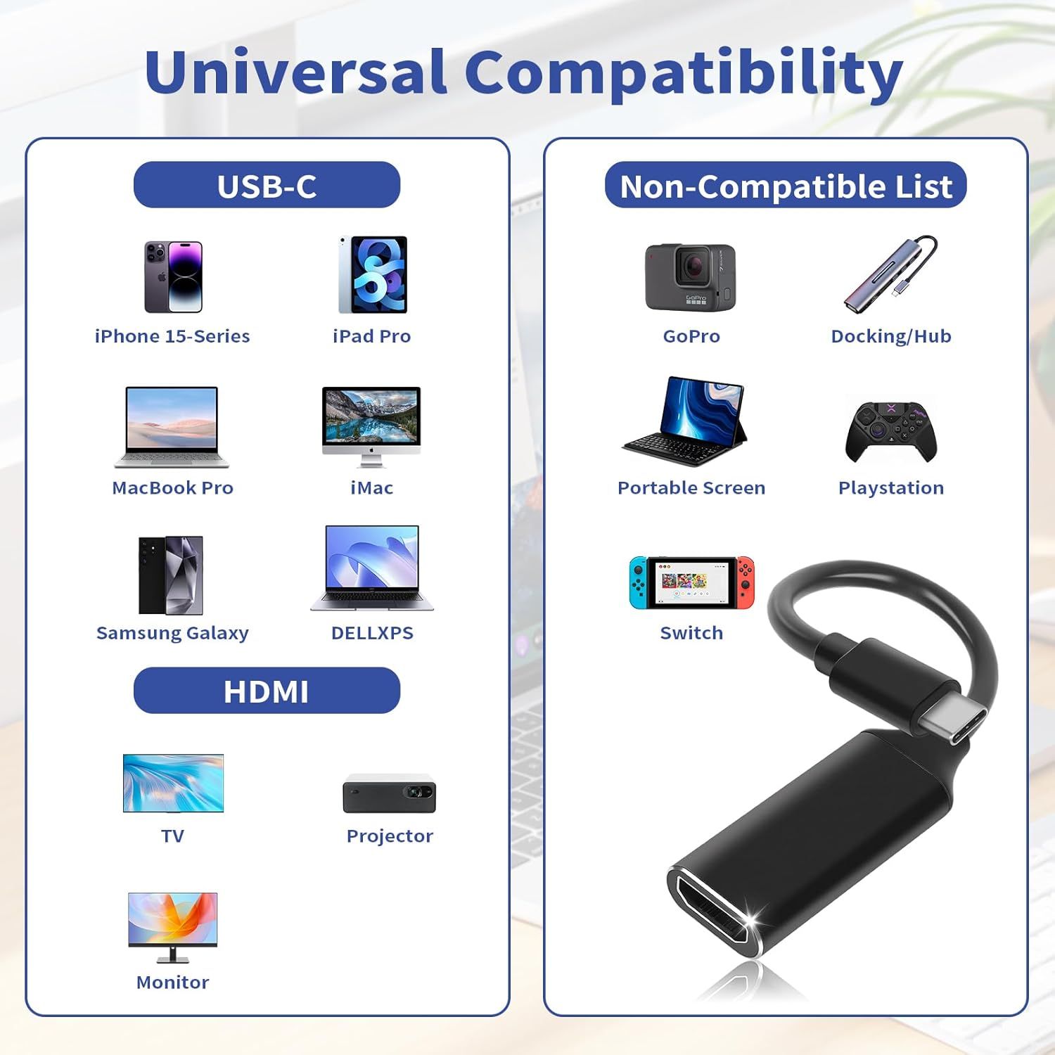 Adaptateur USB Type-C vers HDMI 4K UHD