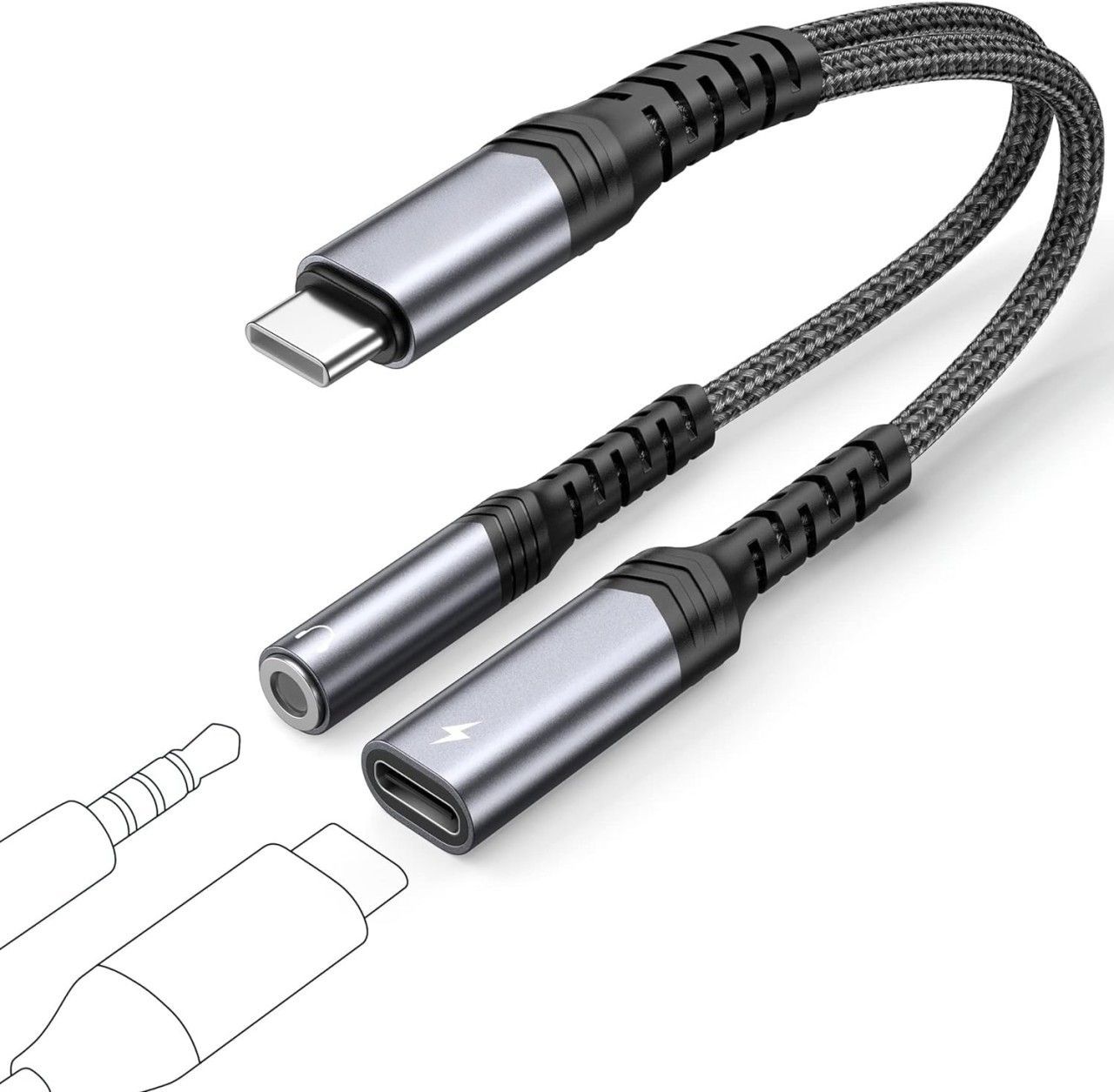 USB-C 2 en 1 jack 3,5 mm, compatible iPhone, Samsung, iPad