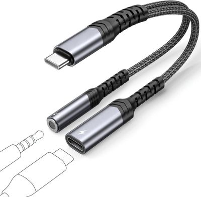 USB-C 2 en 1 jack 3,5 mm, compatible iPhone, Samsung, iPad