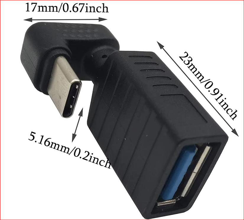 adaptateur usb c  coudé à 180 degrés usb 3.0 otg