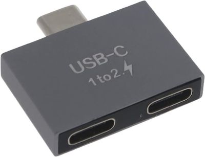 Adaptateur Spitter USB-C Double Ports | Charge &amp; Données | Métal | Gris