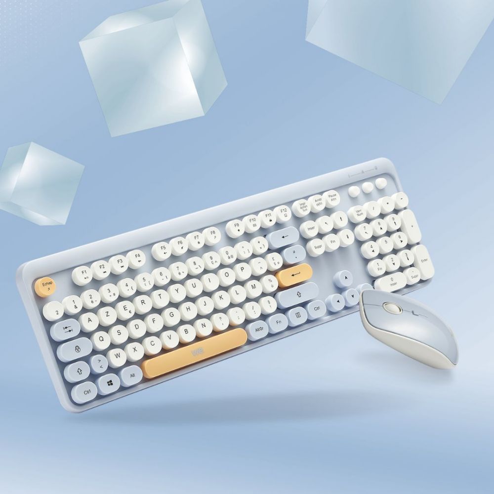 WE Pack clavier + souris sans fil coloris Bleu