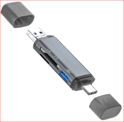 3 en 1 Lecteur de Carte Mémoire SD/microSD/USB - USB-C, Micro USB et USB 3.
