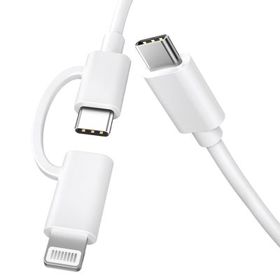 Câble  2 en 1 vers USB-C + Lightning  1m