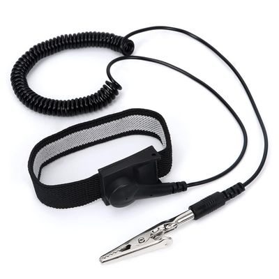 Bracelet Antistatique avec Clip Crocodile – Bracelet ESD Réglable avec Câble Spiralé 1,50 m
