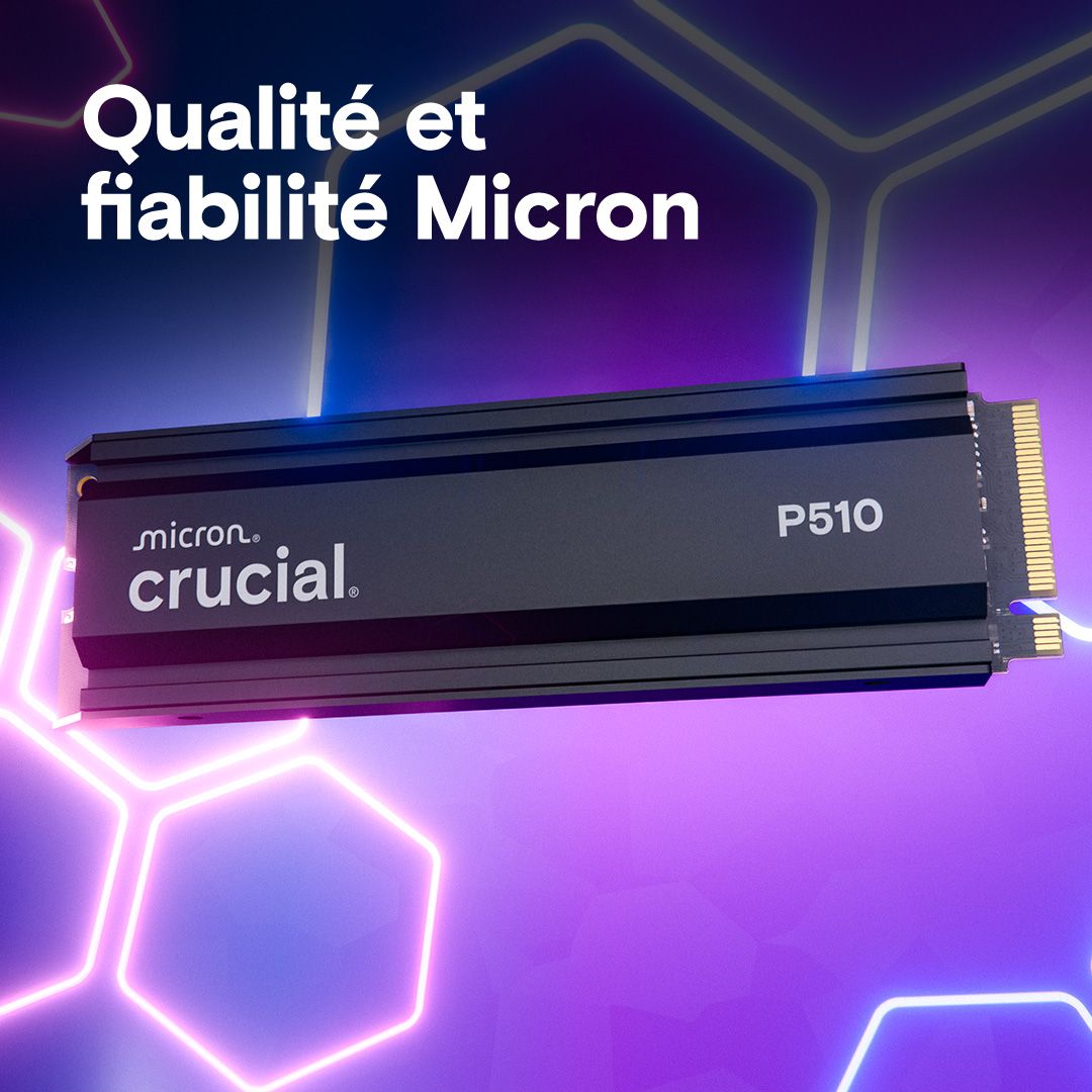 CRUCIAL P510 1TB PCIe Gen5 NVMe  avec Dissipateurk