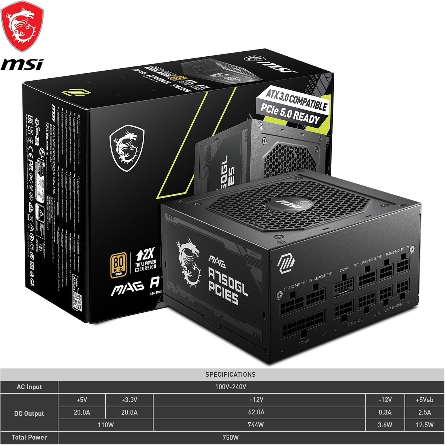 MSI MAG A750GL PCIE5 80+ Gold