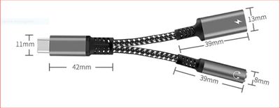 Adaptateur USB-C vers Jack 3,5mm + USB-C - 15cm M/F