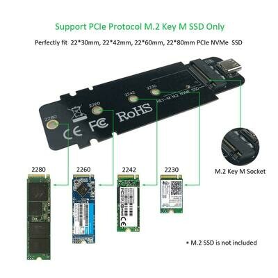 Boîtier Externe NVMe SSD M2 - USB-C 3.1 - Noir