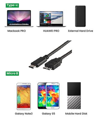 Câble USB-C vers Micro-B 60 cm pour Disque Dur Externe (Réf. 00073)