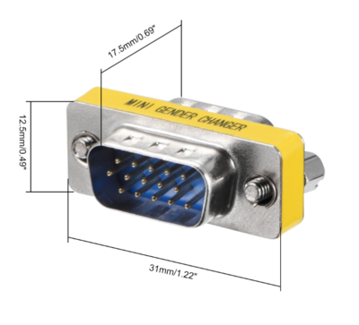 Adaptateur VGA Mâle/Mâle - Changeur de Genre DB15