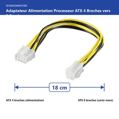 ISTARCOMPUTER Adaptateur Alimentation Processeur ATX 4 Broches vers 8 Broches