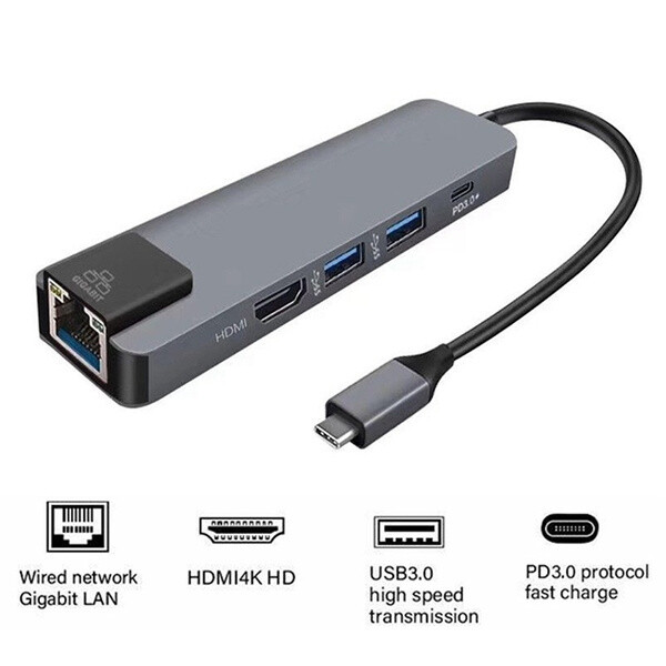 Station USB C Hub 5-en-1 vers HDMI/USB