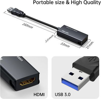 Adaptateur USB 3.0 vers HDMI - Noir - MT-VIKI