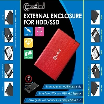 Boîtier disque USB v3.0 2.5’’ SATA, sans vis