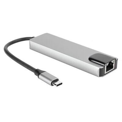 Adaptateur USB-C 5 en 1 - Gris - HDMI - USB 3.0 - USB 2.0 - Ethernet
