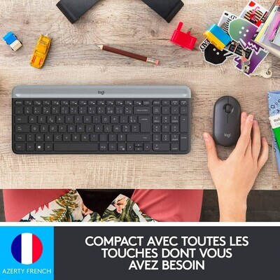 Logitech KIT MK470 Slim Noir  Clavier et Souris Sans Fil AZERTY