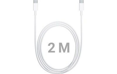 Câble USB-C vers USB-C 2m Blanc – Transfert &amp; Charge