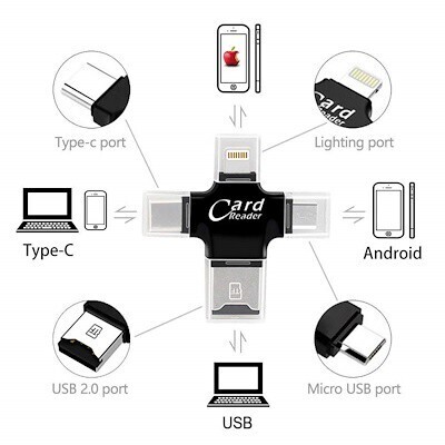 Lecteur de carte 4 en 1 OTG/ type-C / Micro USB / lightning