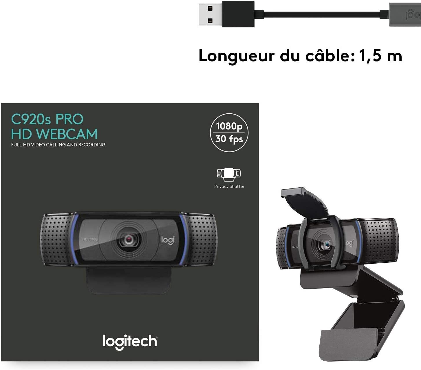 Logitech Webcam C920s Pro HD pour Streaming