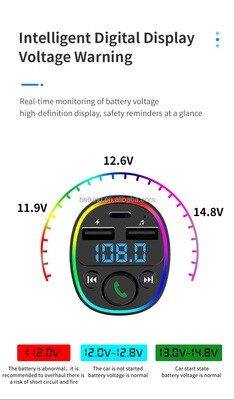 Transmetteur FM Bluetooth avec Chargeur USB et Ports Multimédia