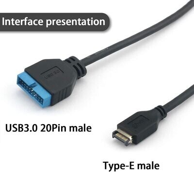 Câble adaptateur interne USB 3.1 Type-C vers USB 3.0 Type-A - 20 broches - 