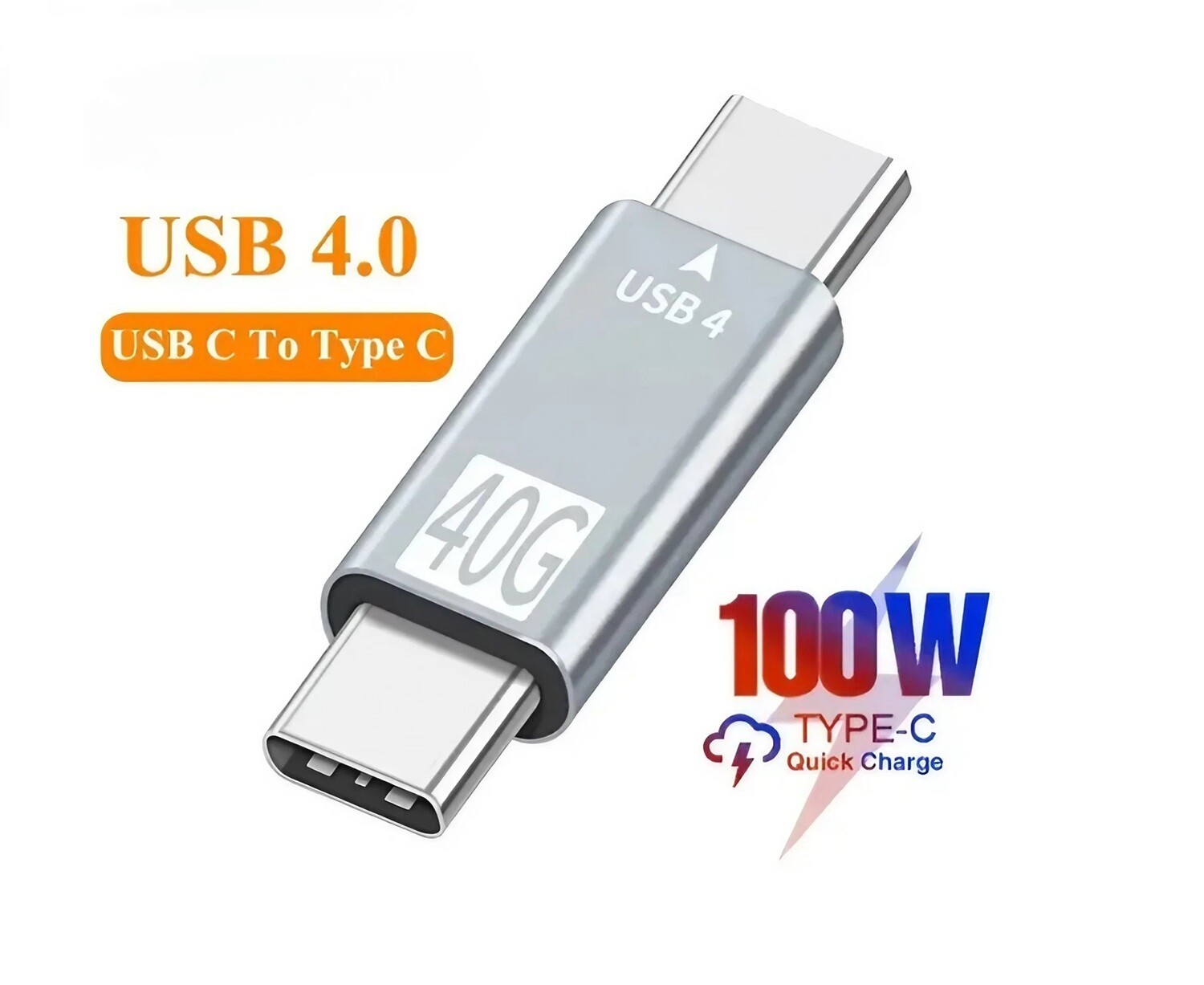 Adaptateur USB4 Type C Mâle vers Type C Mâle - 40 Gbps - 100W