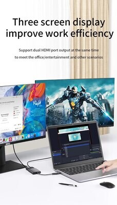 Adaptateur USB-C Dual HDMI 4K HD10