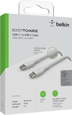 Belkin BOOSTCHARGE Câble USB-C Tressé 1m Blanc