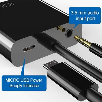 Adaptateur HDMI vers VGA Actif - Noir - Avec Audio - USB