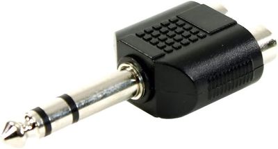 Adaptateur Audio 2x RCA Femelle vers Jack 6,35 mm Mâle - Noir