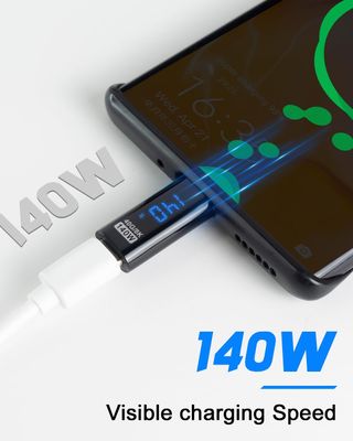 Adaptateur USB-C Mâle vers USB-C Femelle avec Affichage LED - 140W - Noir