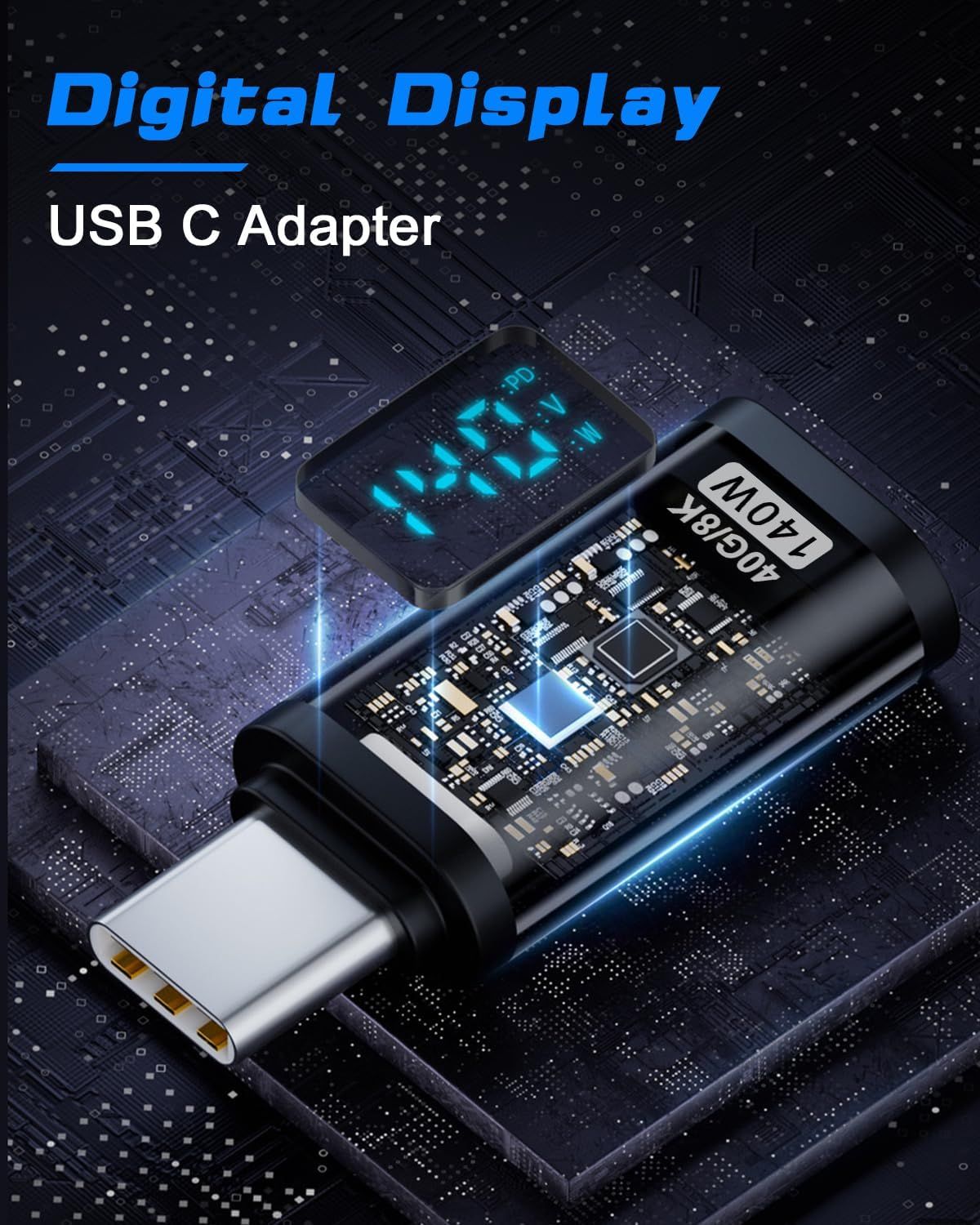 Adaptateur USB C mâle /femelle avec affichage LED 140 W