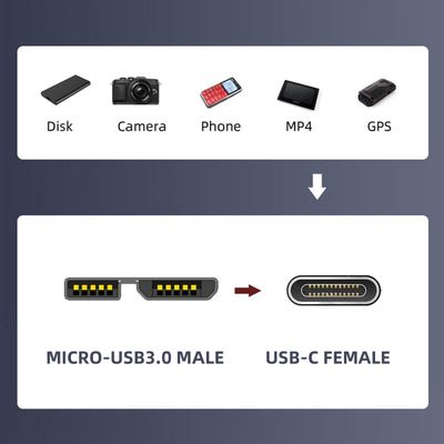 Adaptateur Micro USB vers USB Type-C - Noir