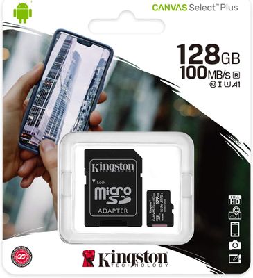 Carte Mémoire Kingston MicroSD Canvas Select Plus - 64GB - Class 10 - 100MB