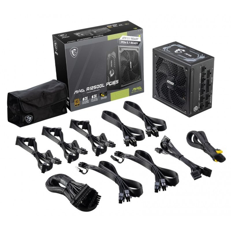 MSI MAG A1250GL PCIE5 Alimentation PC Gaming 1250W ATX 3.1