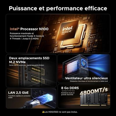 Serveur NAS UGREEN DXP2800 - 2 Baies - Intel N100 - 8 Go DDR5