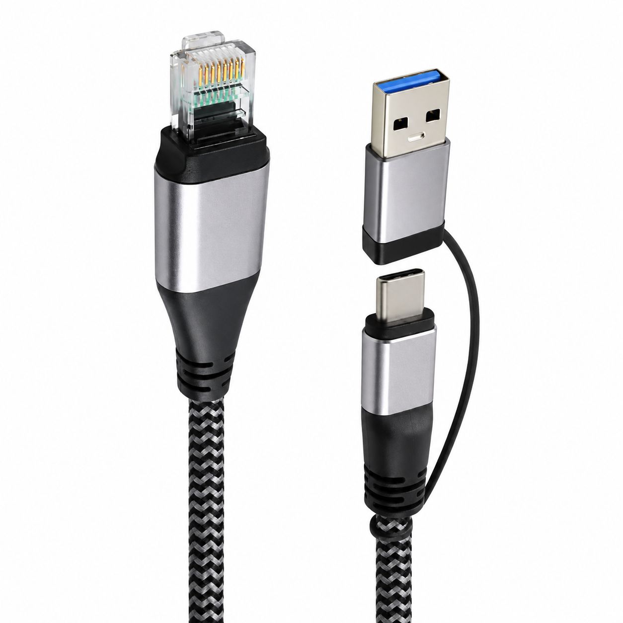 Câble Ethernet Gigabit 2-en-1 – USB 3.0 &amp; USB-C vers RJ45 – 2 m