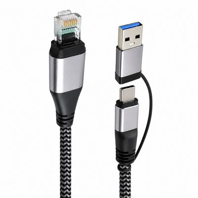 Câble Ethernet Gigabit 2-en-1 – USB 3.0 &amp; USB-C vers RJ45 – 2 m