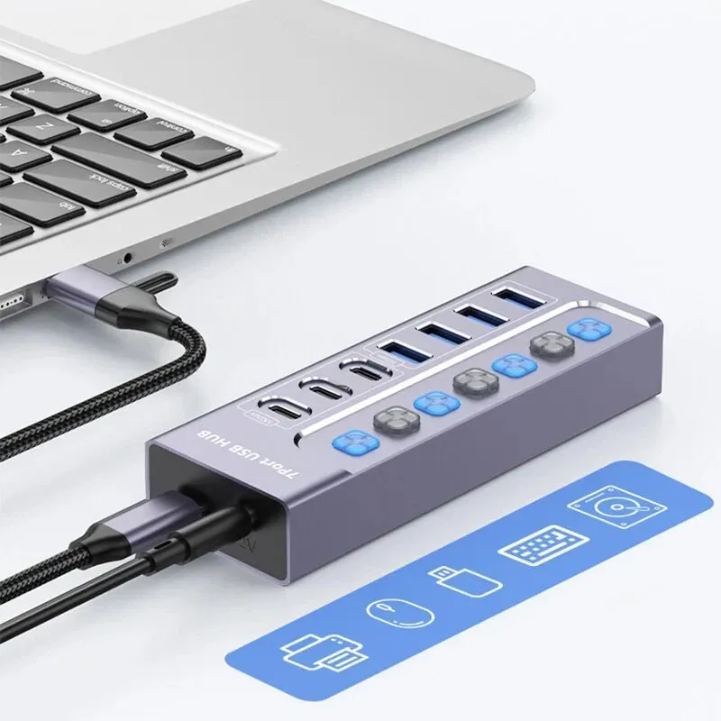 Hub 7 ports USB 3.0/ USB Type-C 3.2 - 10Gbps