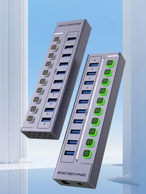 Hub USB 3.0 à 10 Ports avec Interrupteurs Individuels