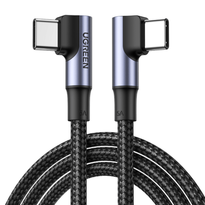 UGREEN Cable USB C vers USB C 100W 5A Type C 90° Charge Rapide Nylon Tressé